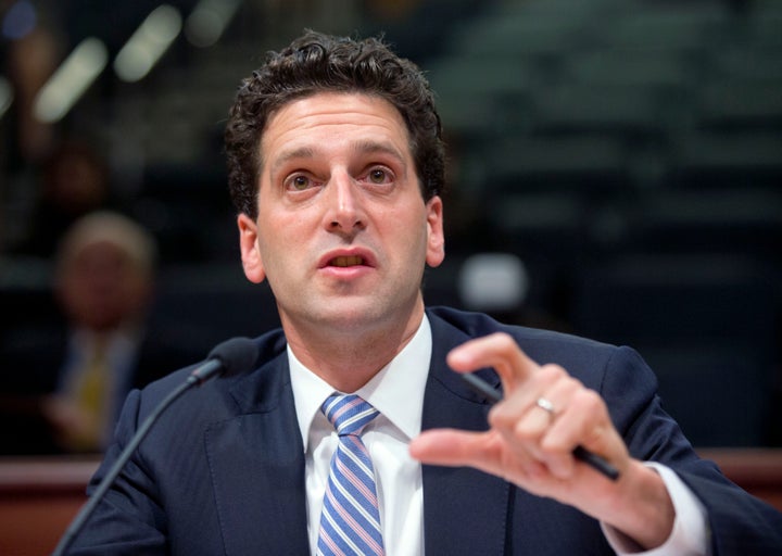 Benjamin Lawsky, superintendent of the New York State Department of Financial Services, speaks during a Senate hearing on Thursday, April 23, 2015, in Albany, N.Y. Deutsche Bank has agreed to pay $2.5 billion in a settlement with U.S. and British authorities over the manipulation of benchmark interest rates used globally for its own financial gain. (AP Photo/Mike Groll)