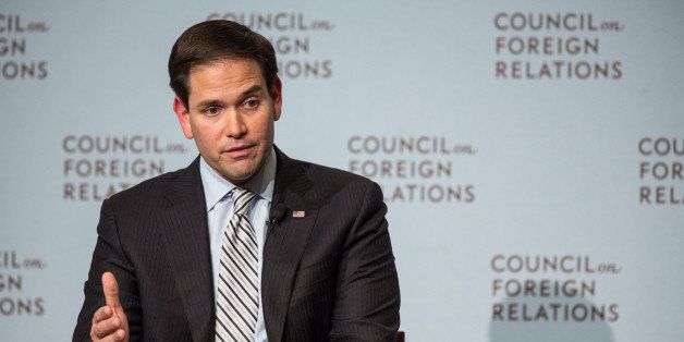 NEW YORK, NY - MAY 13: Republican presidential hopeful and U.S. Senator Marco Rubio (R-FL) answers questions from the audience at the Council on Foreign Relations on May 13, 2015 in New York City. Rubio is seeking the GOP nomination amidst a growing field of contenders, including Jeb Bush, Mike Huckabee, Ted Cruz and Carly Fiorina. (Photo by Andrew Burton/Getty Images)