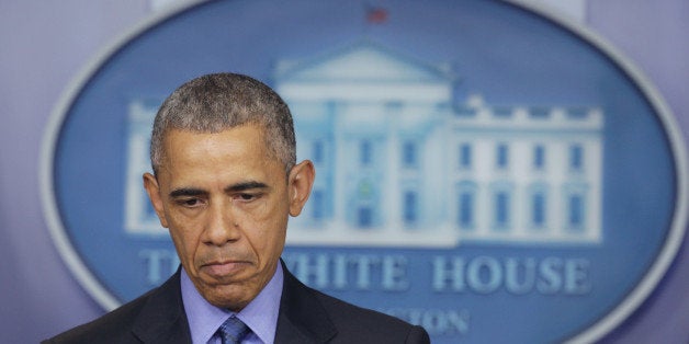 WASHINGTON, DC - JUNE 18: U.S. President Barack Obama pauses during a statement regarding the shooting in Charleston, South Carolina, June 18, 2015 at the James Brady Press Briefing Room of the White House in Washington, DC. Authorities have arrested 21-year-old Dylann Roof of Lexington County, South Carolina, as a suspect in last night's deadly shooting at the Emanuel AME Church in Charleston, South Carolina, killing nine people. (Photo by Alex Wong/Getty Images)