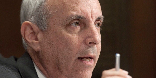 CWA President Larry Cohen testifies on Capitol Hill in Washington, Wednesday, May 11, 2011, before the Senate Antitrust, Competition Policy and Consumer Rights subcommittee hearing on the proposed merger between AT&T and T-Mobile. (AP Photo/Harry Hamburg)