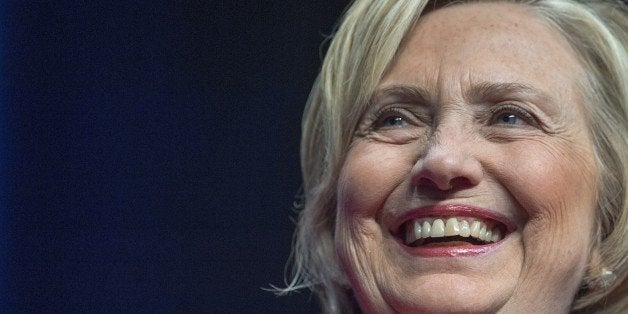 Former Secretary of State and Democratic presidential hopeful Hillary Clinton delivers remarks at the Virginia Democrats Jeff