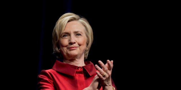 Democratic presidential candidate Hillary Rodham Clinton is introduced at a Jefferson Jackson event hosted by the Democratic