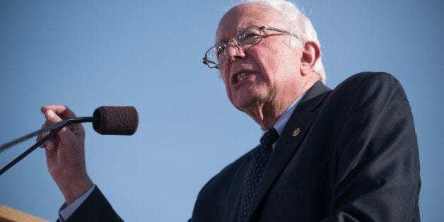 Sen. Bernie Sanders, I-Vt., speaks on Tuesday, May 26, 2015 in Burlington, Vt., where he formally announced he will seek the Democratic nomination for president. (AP Photo/Andy Duback)