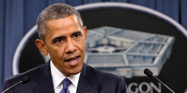 President Barack Obama speaks to the media after receiving an update from military leaders on the campaign against the Islami