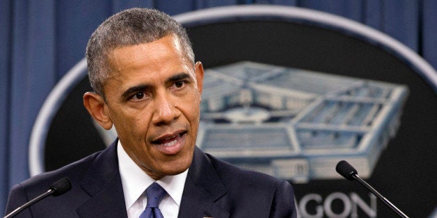 President Barack Obama speaks to the media after receiving an update from military leaders on the campaign against the Islamic State, during a rare visit to the Pentagon on Monday, July 6, 2015. (AP Photo/Jacquelyn Martin)