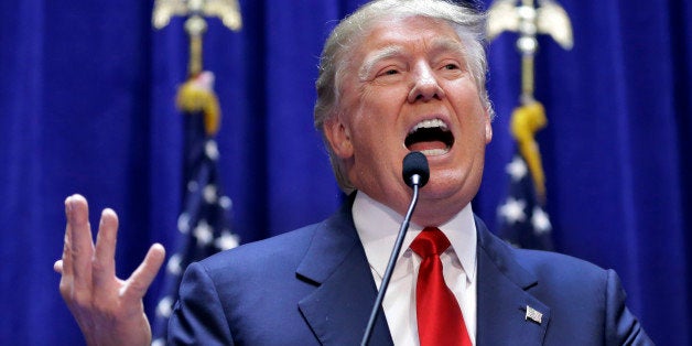 FILE - This June 16, 2015 file photo shows developer Donald Trump as he delivers remarks during his announcement that he will