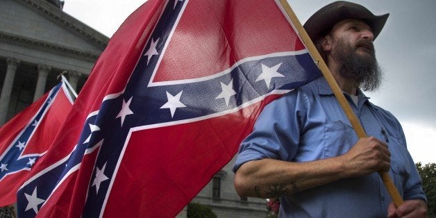 Pro-confederate flag demonstrator Jim Horky stands outside the South Carolina State House in Columbia, South Carolina, June 2
