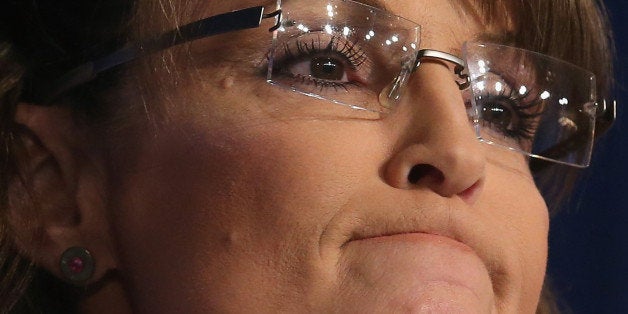 WASHINGTON, DC - SEPTEMBER 26: Former Alaska Gov. Sarah Palin (R) speaks at the 2014 Values Voter Summit September 26, 2014 in Washington, DC. The Family Research Council (FRC) hosting its 9th annual Values Voter Summit inviting conservatives to participate in a straw poll. (Photo by Mark Wilson/Getty Images)