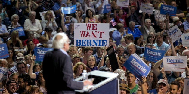 Democratic presidential candidate Sen. Bernie Sanders, I-Vt., speaks at a campaign rally, Monday, July 6, 2015, in Portland, Maine. (AP Photo/Robert F. Bukaty)