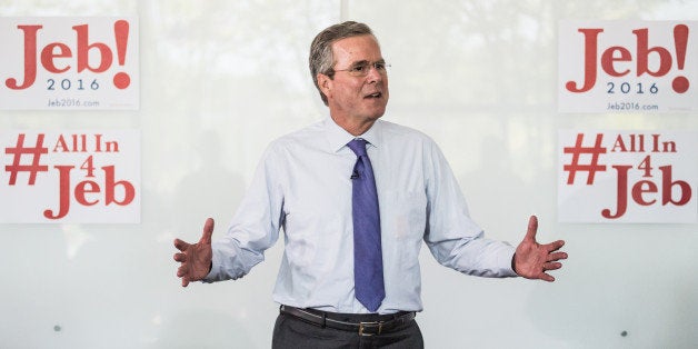 WEST COLUMBIA, SC - JUNE 29: Republican presidential candidate and former Florida Gov. Jeb Bush answers questions from employees of Nephron Pharmaceutical Company June 29, 2015 in West Columbia, South Carolina. Before talking with the employees of the Orlando, Florida based company Bush took a tour of the facility in West Columbia, South Carolina. (Photo by Sean Rayford/Getty Images)