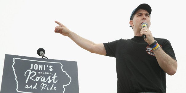 BOONE, IA - JUNE 06: Republican presidential hopeful Wisconsin Governor Scott Walker speaks at a Roast and Ride event hosted
