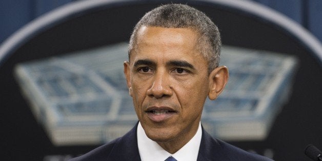 US President Barack Obama speaks following a meeting with top military officials about the military campaign against the Islamic State at the Pentagon in Washington, DC, July 6, 2015. Obama said Monday the US-led coalition battling Islamic State jihadists was 'intensifying' its campaign against the group's base in Syria, especially against its top leaders. 'We're going after the ISIL leadership and infrastructure in Syria, the heart of ISIL that pumps funds and propaganda to people around the world,' Obama said after a briefing on the campaign with top military leaders at the Pentagon. AFP PHOTO / SAUL LOEB (Photo credit should read SAUL LOEB/AFP/Getty Images)