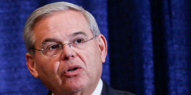 NEWARK, NJ - APRIL 01: Sen. Robert Menendez (D-NJ) speaks at a press conference on April 1, 2015 in Newark, New Jersey. According to reports, Menendez has been indicted on federal corruption charges of conspiracy to commit bribery and wire fraud. (Photo by Kena Betancur/Getty Images)
