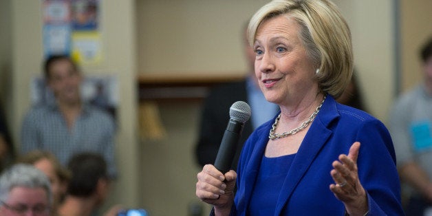 IOWA CITY, IOWA - JULY 7: Former Secretary of State and presidential candidate Hillary Clinton addresses supporters at an organizational rally on July 7, 2015 at the Iowa City Public Library in Iowa City, Iowa. The campaign stop provided a few hundred supporters and campaing workers with an oppurtunity to hear from the former Sectratary of State about her platform for her run the office of President of the United States. (Photo by David Greedy/Getty Images)