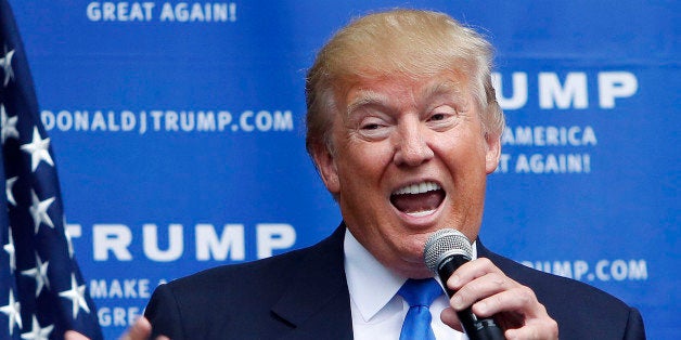 FILE - In this Tuesday, June 30, 2015, file photo, Republican presidential candidate Donald Trump speaks at a house party in