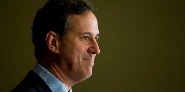 Republican presidential candidate, former Pennsylvania Sen. Rick Santorum speaks Friday, June 19, 2015, at the Northeast Republican Leadership Conference in Philadelphia. (AP Photo/Matt Rourke)