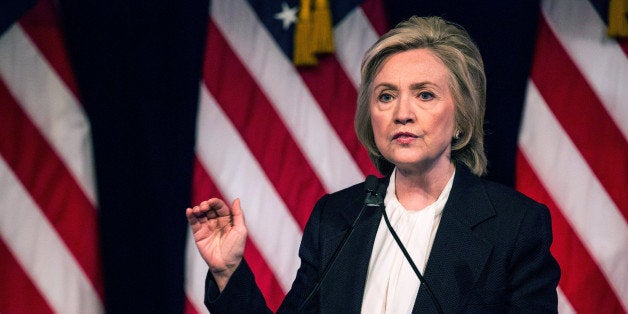 NEW YORK, NY - JULY 13: Democratic presidential candidate Hillary Clinton speaks at The New School on July 13, 2015 in New York City. Clinton used her first major policy speech to outline her economic vision for the U.S., including a fight for higher wages. (Photo by Andrew Burton/Getty Images)