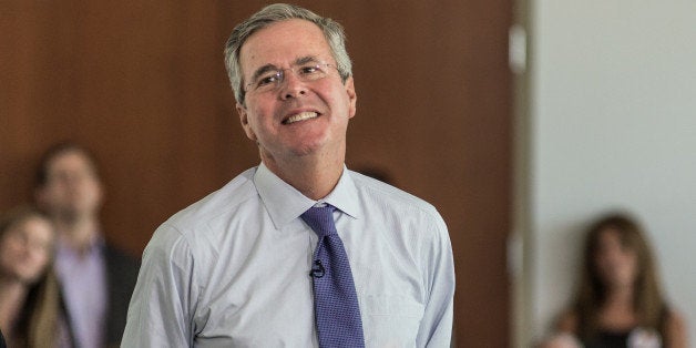 WEST COLUMBIA, SC - JUNE 29: Former Florida Governor and 2016 presidential candidate Jeb Bush answers questions from employee
