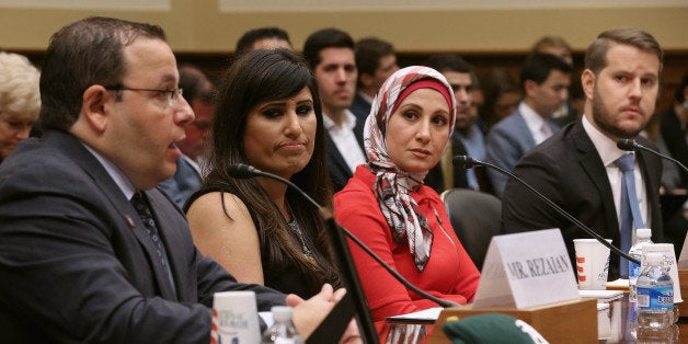 WASHINGTON, DC - JUNE 02: (L-R) Ali Rezaian, brother of Washington Post Tehran Bureau Chief Jason Rezaian, Nagameh Abedini, wife of Christian pastor Saeed Abedini, Sarah Hekmati, sister of Marine Sergeant (ret) Amir Hekmati and Daniel Levinson, son of former CIA spy Robert Levinson; testifiy before the House Foreign Affairs Committee in the Rayburn House Office Building on Capitol Hill June 2, 2015 in Washington, DC. The committee heard testimony from the relatives of the five U.S. citizens currently held in prison in Iran. (Photo by Chip Somodevilla/Getty Images)