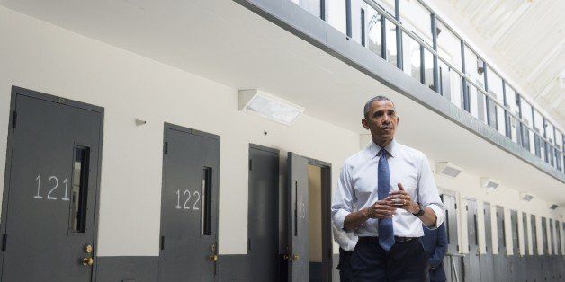 US President Barack Obama speaks as he tours the El Reno Federal Correctional Institution in El Reno, Oklahoma, July 16, 2015. Obama is the first sitting US President to visit a federal prison, in a push to reform one of the most expensive and crowded prison systems in the world. AFP PHOTO / SAUL LOEB (Photo credit should read SAUL LOEB/AFP/Getty Images)