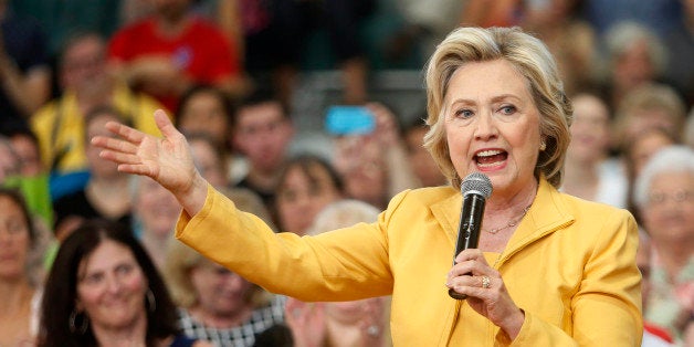 Democratic presidential candidate Hillary Rodham Clinton speaks during a campaign stop, Tuesday, July 28, 2015, in Nashua, N.