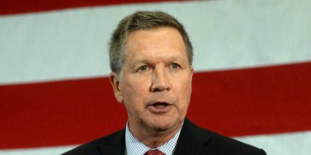 NASHUA, NH - APRIL 18: Ohio Gov. John Kasich speaks at the First in the Nation Republican Leadership Summit April 18, 2015 in Nashua, New Hampshire. The Summit brought together local and national Republicans and was attended by all the Republicans candidates as well as those eyeing a run for the nomination. (Photo by Darren McCollester/Getty Images)