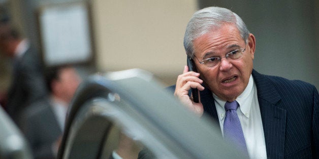 UNITED STATES - JULY 28: Sen. Bob Menendez, D-N.J., arrives in the Capitol for the policy luncheons on Tuesday, July 28, 2015. (Photo By Bill Clark/CQ Roll Call)