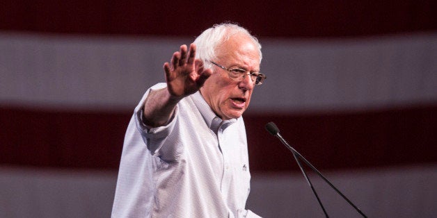 Democratic presidential candidate Sen. Bernie Sanders, I-Vt., speaks at a rally, Monday, Aug. 10, 2015, at the Los Angeles Memorial Sports Arena in Los Angeles. (AP Photo/Ringo H.W. Chiu)