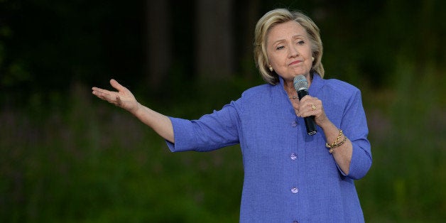 MANCHESTER, NH - AUGUST 10: Democratic presidential candidate Hillary Clinton hosts a grassroots organizing event at McIntyre Ski Area August 10, 2015 in Manchester, New Hampshire. Clinton is on a two day swing through the first in the nation primary state, where she unveiled a college affordability plan. (Photo by Darren McCollester/Getty Images)