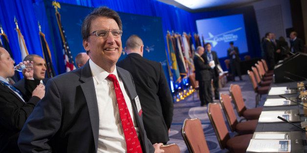 North Carolina Gov. Pat McCrory waits for the start of the opening session the National Governors Winter Meeting in Washington, Saturday, Feb. 21, 2015. (AP Photo/Cliff Owen)