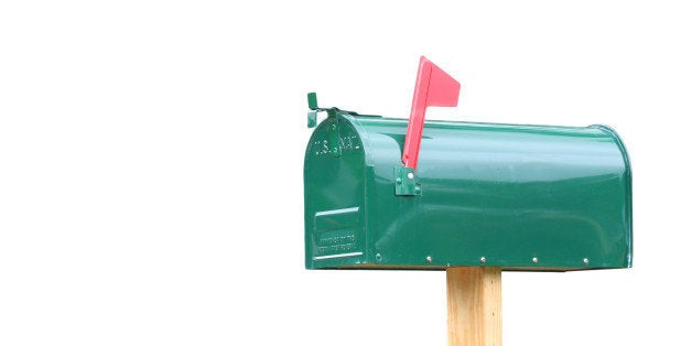plain green metal mailbox...
