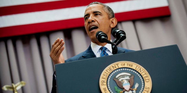 U.S. President Barack Obama speaks at American University's School of International Service in Washington, D.C., U.S., on Wednesday, Aug. 5, 2015. Obama's speech, held at the same venue in which President Kennedy delivered his famous 1963 speech on nuclear disarmament, focuses on the Iran Nuclear Deal being debated in Congress. Photographer: Pete Marovich/Bloomberg via Getty Images 