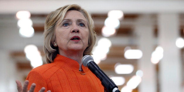 Democratic presidential candidate Hillary Rodham Clinton speaks while touring the Carpenters International Training Center Tuesday, Aug. 18, 2015, in Las Vegas. The training center was on of several places Clinton visited in the Las Vegas area on Tuesday. (AP Photo/John Locher)