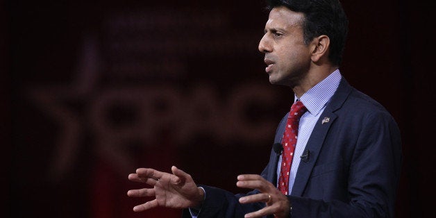 NATIONAL HARBOR, MD - FEBRUARY 26: Louisiana Gov. Bobby Jindal addresses the 42nd annual Conservative Political Action Conference (CPAC) February 26, 2015 in National Harbor, Maryland. Conservative activists attended the annual political conference to discuss their agenda. (Photo by Alex Wong/Getty Images)