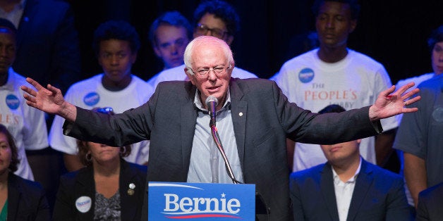 CHICAGO, IL - AUGUST 17: Democratic presidential candidate U.S. Sen. Bernie Sanders (I-VT) speaks to supporters gathered for a meet-and-greet fundraising reception at the Park West on August 17, 2015 in Chicago, Illinois. Sanders' visit to Chicago follows a campaign trip to Iowa. (Photo by Scott Olson/Getty Images)