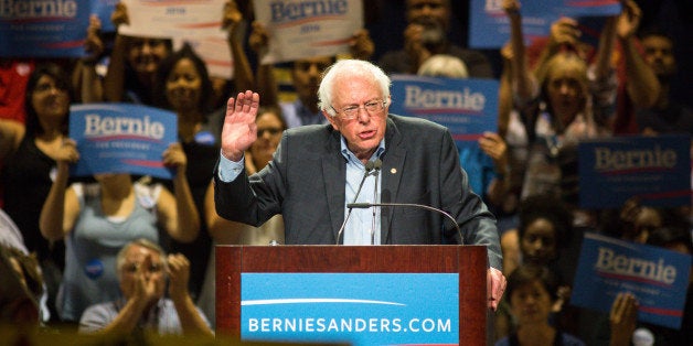 PHOENIX, AZ - JULY 18: U.S. Sen. Bernie Sanders (I-VT) speaks to the crowd at the Phoenix Convention Center July 18, 2015 in Phoenix, Arizona. The Democratic presidential candidate spoke on his central issues of income inequality, job creation, controlling climate change, quality affordable education and getting big money out of politics, to more than 11,000 people attending. (Photo by Charlie Leight/Getty Images)