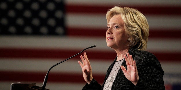 Democratic presidential candidate Hillary Rodham Clinton speaks at a 'Women for Hillary' grassroots organizing meeting Thursd