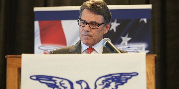 ST. LOUIS, MO - SEPTEMBER 11: Republican Presidential Nominee Governor Rick Perry (R-TX) speaks to the crowd during the Eagle Forum's Eagle Council Event at the Marriott St. Louis Airport Hotel on September 11, 2015 in St. Louis, Missouri. A number of Republican Presidential Nominees will address the crowd to express their views on the status of America. (Photo: Michael B. Thomas/Getty Images)