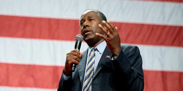 ANAHEIM, CA - SEPTEMBER 09: Republican presidential candidate Ben Carson speaks during a campaign rally at the Anaheim Conven