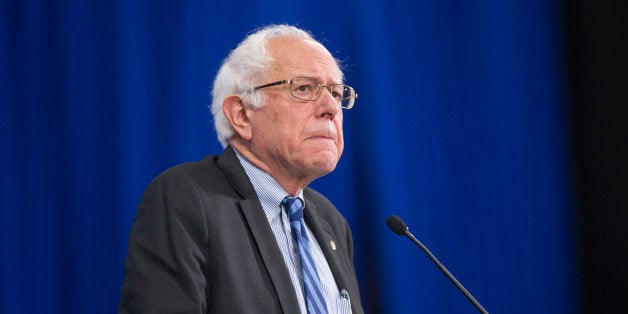 MANCHESTER, NH - SEPTEMBER 19: Democratic Presidential candidate Senator Bernie Sanders (I-VT) talks on stage during the New Hampshire Democratic Party State Convention on September 19, 2015 in Manchester, New Hampshire. Five Democratic presidential candidates are all expected to address the crowd inside the Verizon Wireless Arena. (Photo by Scott Eisen/Getty Images)