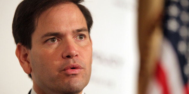 NEW YORK, NY - AUGUST 14: Marco Rubio gives speach for the Foreign Policy Initiative at 3 West Club on August 14, 2015 in New York City. (Photo by Steve Sands/WireImage)