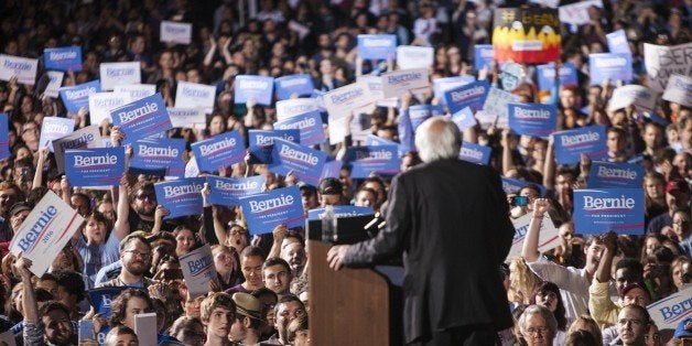 MANASSAS, USA - SEPTEMBER 14: Democratic Presidential Candidate Congressman Bernie Sanders speaks during a campaign rally in Manassas, USA on September 14, 2015. (Photo by Samuel Corum/Anadolu Agency/Getty Images)