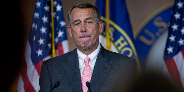 U.S. House Speaker John Boehner, a Republican from Ohio, listens to a question during a news conference on Capitol Hill in Washington, D.C., U.S., on Friday, Sept. 25, 2015. Boehner announced he will resign from Congress at the end of October, a surprise end to his congressional career that followed repeated clashes with conservative members of his Republican conference. Photographer: Andrew Harrer/Bloomberg via Getty Images *** Local caption *** John Boehner