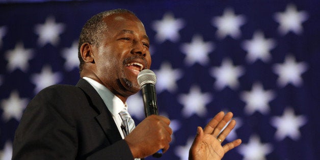 Ben Carson, 2016 Republican presidential candidate, speaks during a rally at Spring Arbor University in Spring Arbor, Michigan, U.S., on Wednesday, Sept. 23, 2015. Carson, the third candidate in the Republican race to have never held elected office, saw his numbers drop following the debate last week. Photographer: Luke Sharrett/Bloomberg via Getty Images 