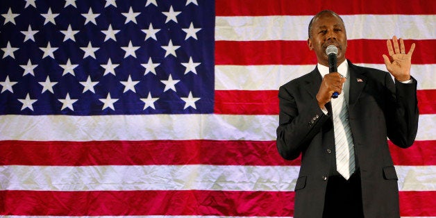 Ben Carson, 2016 Republican presidential candidate, speaks during a rally at Spring Arbor University in Spring Arbor, Michiga