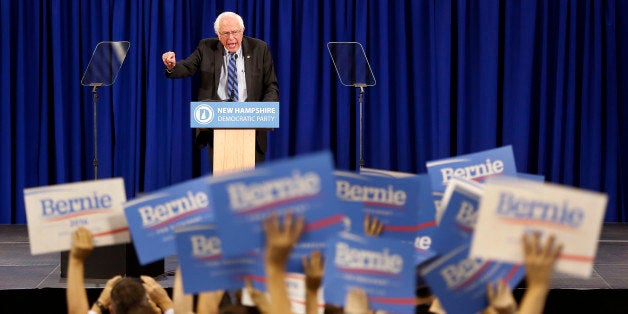 Supporters cheer as Democratic presidential candidate Sen. Bernie Sanders, I-Vt, speaks during the state's annual Democratic convention Saturday, Sept. 19, 2015, in Manchester, N.H. (AP Photo/Jim Cole)