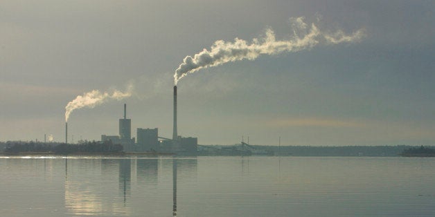 Smokestacks on a waterfront