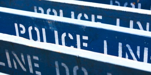 Row of Police Line barriers