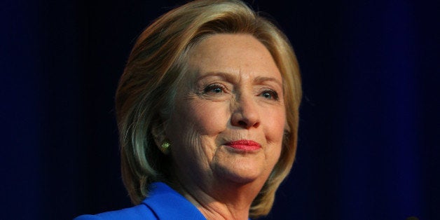 MINNEAPOLIS, MN - AUGUST 28: Democratic Presidential candidate Hillary Clinton speaks at the Democratic National Committee summer meeting on August 28, 2015 in Minneapolis, Minnesota. Most of the Democratic Presidential candidates including Clinton, Bernie Sanders , Martin O'Malley and Lincoln Chafee are attending at the event. (Photo by Adam Bettcher/Getty Images)