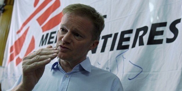 General Director of Doctors Without Borders, or Médecins Sans Frontières (MSF), Christopher Stokes speaks during a press conference at the MSF office in the Afghan captial Kabul on October 8, 2015. US President Barack Obama on October 7 apologised to Doctors Without Borders (MSF) for a deadly US air strike on an Afghan hospital, as the medical charity demanded an international investigation. Three separate probes -- by the US military, NATO and Afghan officials -- are under way into the catastrophic strike in the northern Afghan city of Kunduz on October 3 which left 22 people dead. AFP PHOTO / Wakil Kohsar (Photo credit should read WAKIL KOHSAR/AFP/Getty Images)